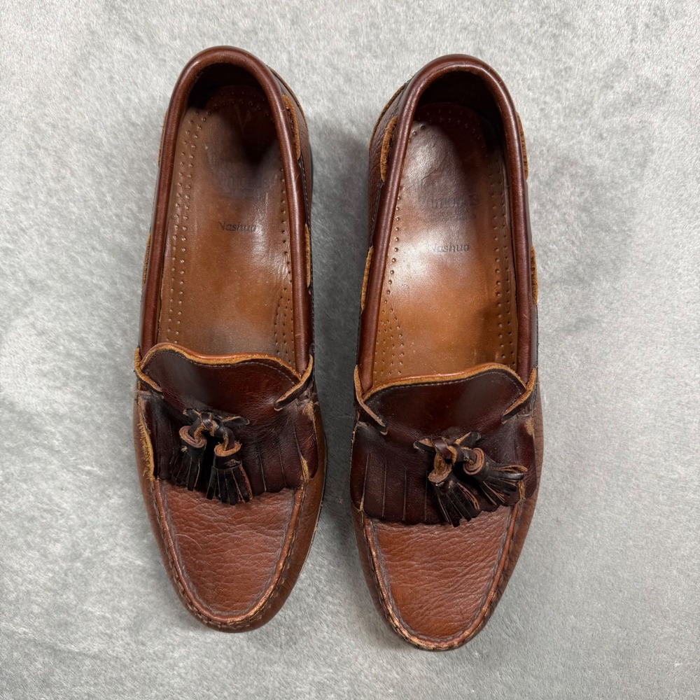 Allen Edmonds Nashua Mens 9.5 D Brown Leather Kilty Tassel Loafers Preppy 42253 - Picture 2 of 9